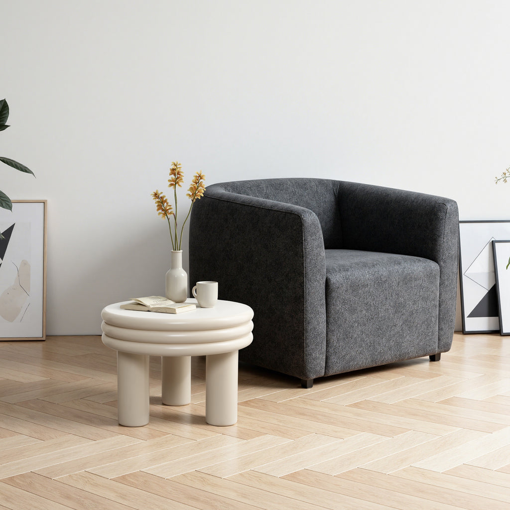 Moderner runder Beistelltisch in Weiß