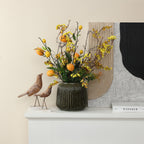 Keramikvase in Dunkelgrün im Boho-Vintage-Stil – 21,5 cm