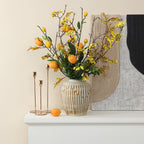 Handgefertigt Boho-Vintage Keramikvase, bauchige Form