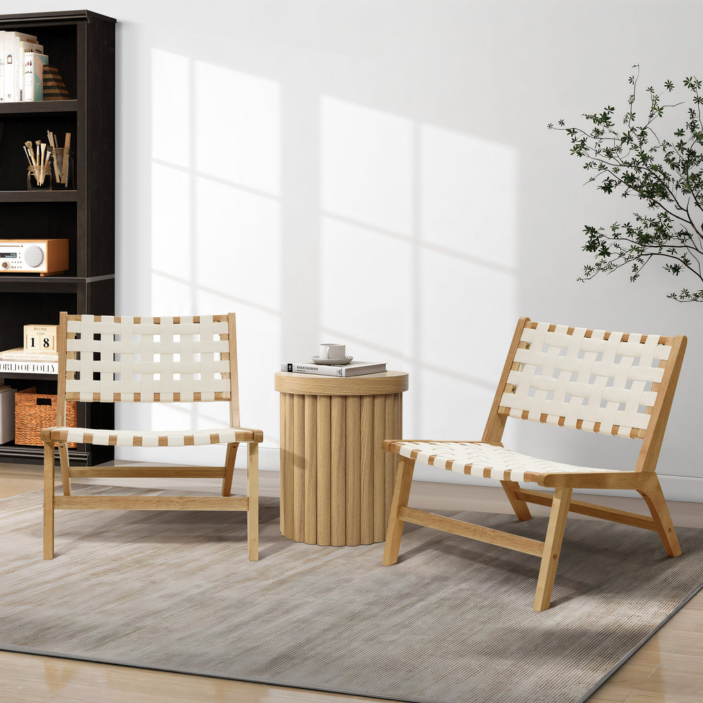 Moderner runder Beistelltisch mit Holzoptik