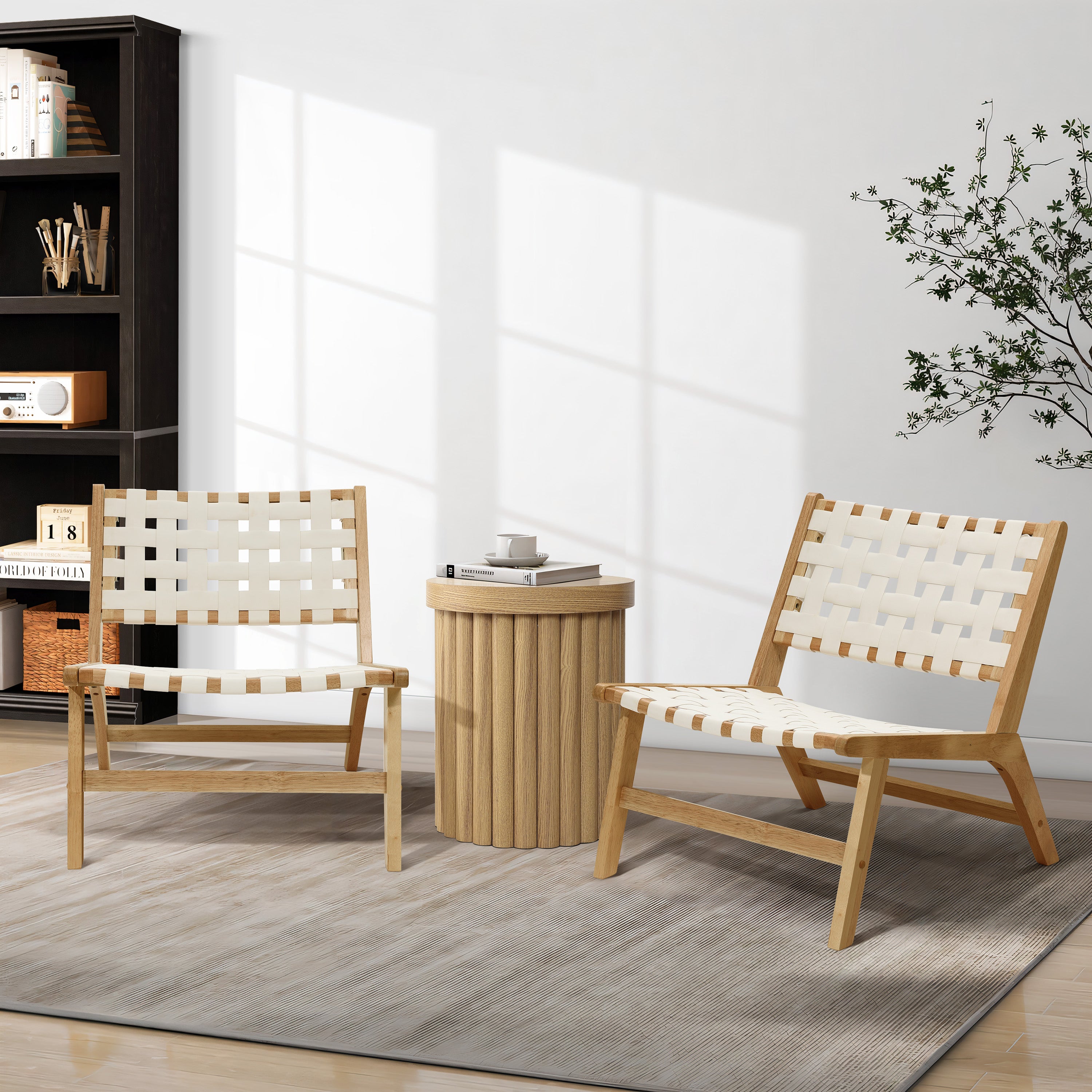 Moderner runder Beistelltisch mit Holzoptik