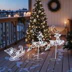 2 LED-Rentiere mit Schlitten – Weihnachtsdeko mit kaltweißen Lichtern für Innen- und Außen