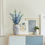 Handgefertigte Vintage Keramikvase – Blau-Weiß