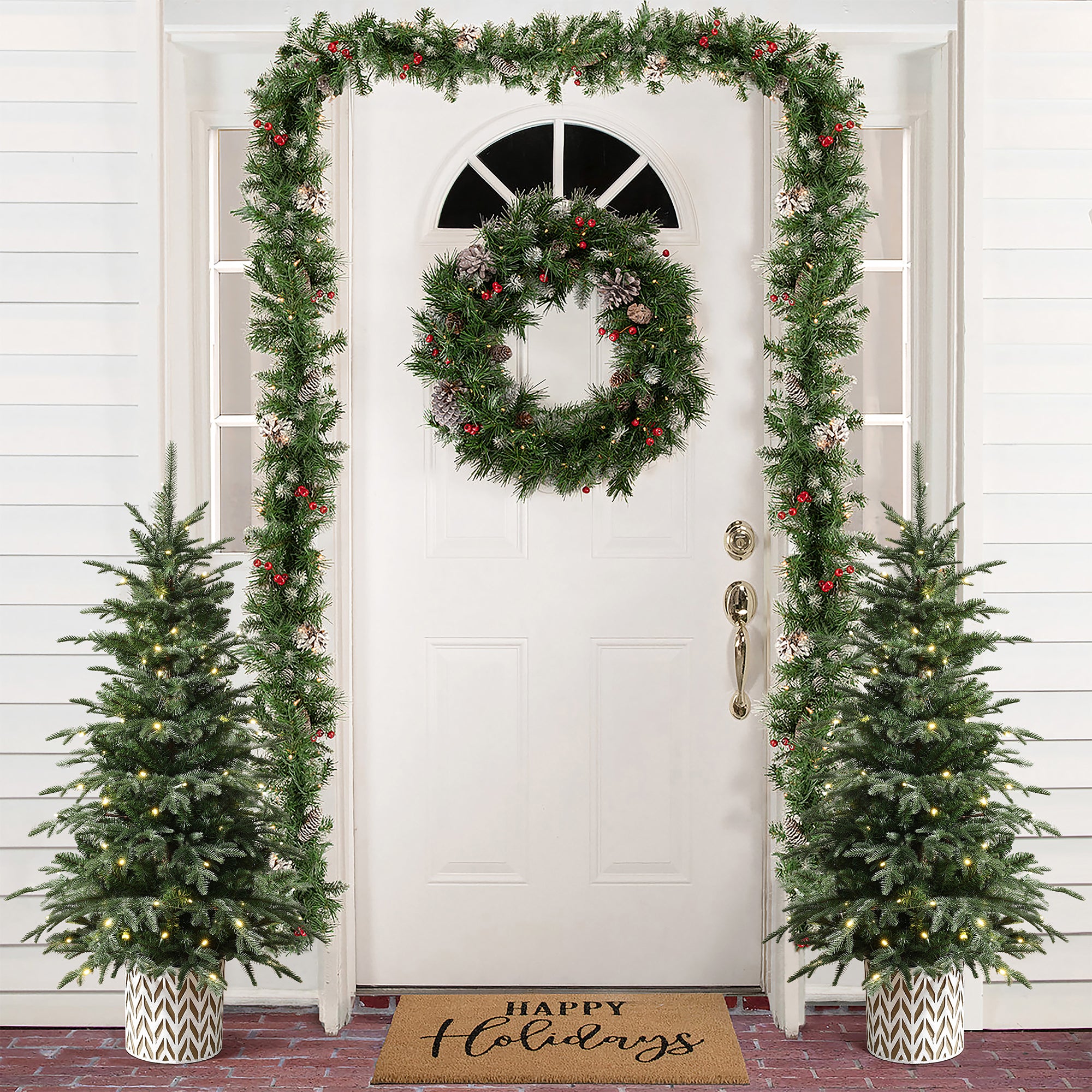 137 cm  künstlicher Weihnachtsbaum mit integriertem LED-Licht und dekorativem Pflanztopf