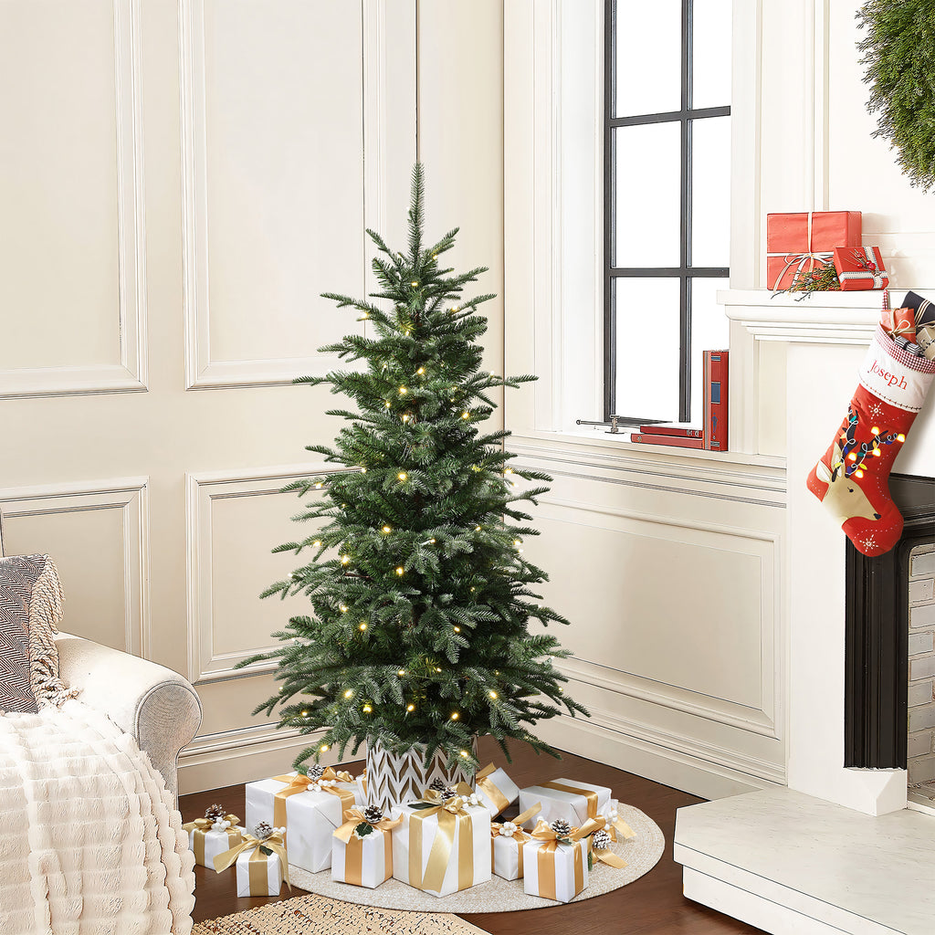 137 cm  künstlicher Weihnachtsbaum mit integriertem LED-Licht und dekorativem Pflanztopf