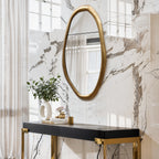 Ovaler Wandspiegel, Metallrahmen in Gold