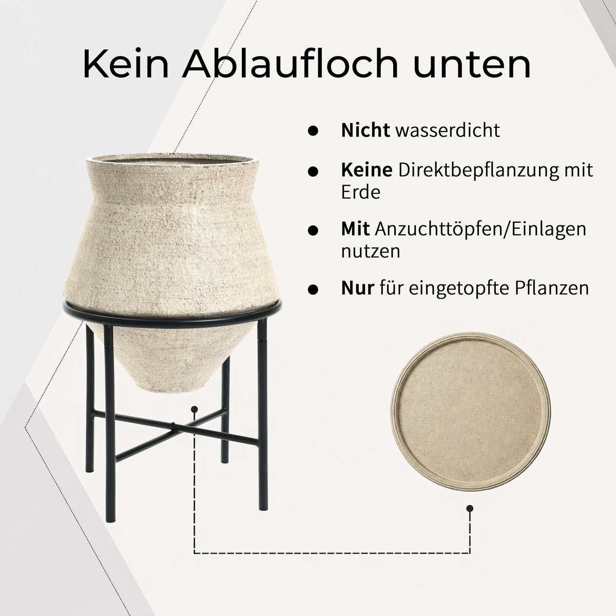 Hometopia 2er Blumentopf Set Frostsicher Formstabil Ø31 & 25 cm ohne Ablaufloch (Beige)