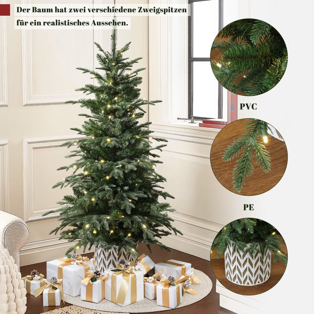 137 cm  künstlicher Weihnachtsbaum mit integriertem LED-Licht und dekorativem Pflanztopf