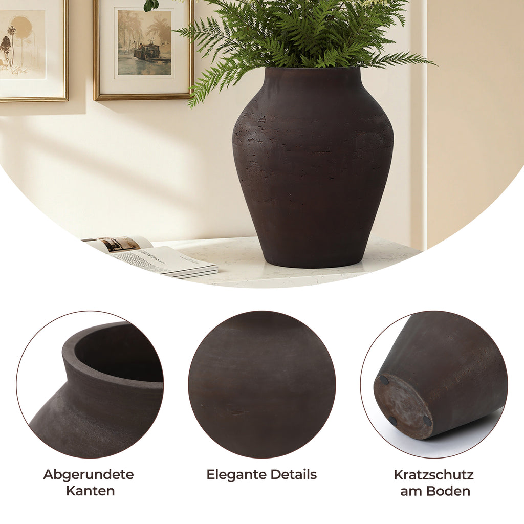 Vase Groß - Keramik-Optik aus Zement, Moderne Blumenvase im Wabi-Sabi Design