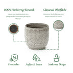Hometopia Keramik Blumentopf Groß, Round Übertöpfe Außen & Innen, Massiver Pflanzkübel mit Drainage-Loch ideal für Wohnzimmer, Küche und Balkon (Graues, Ø30xH28cm)