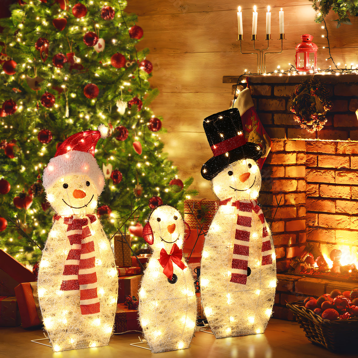 20 LED Weihnachtsmann-Lichterkette – Süße Deko Mit Schneemann & Baum, Warmweiß, Batteriebetrieben, 2m, Für Drinnen