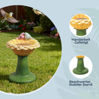 Sonnenblumen-Vogelfutterspender aus MGO – Gartendekoration mit 2 dekorativen Vögeln, wetterfest, 32,5x32x45 cm, 4,5 kg, ideal für Balkon, Garten & Terrasse