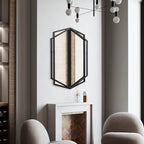 Schwarzer Hexagon Wandspiegel mit Metallrahmen