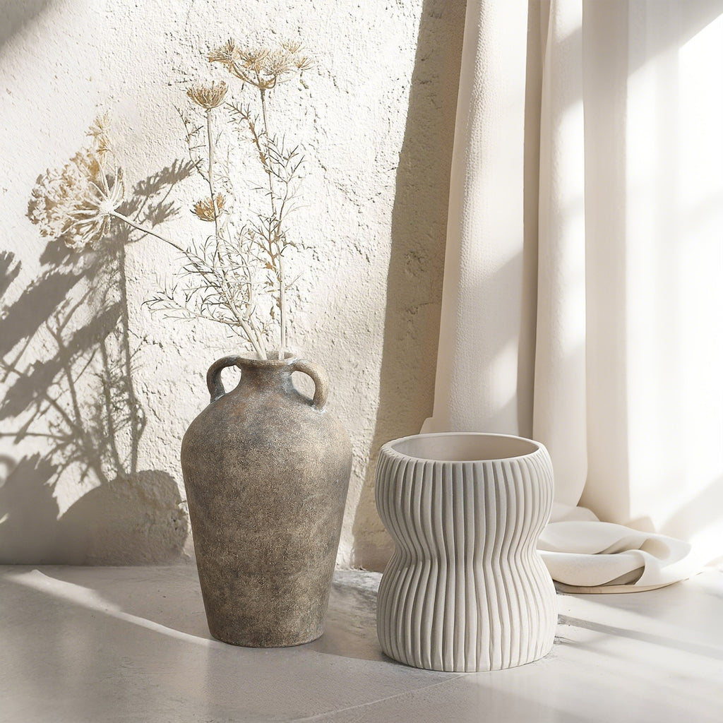 Vintage Terrakotta-Vase mit Doppelhenkeln – 30 cm