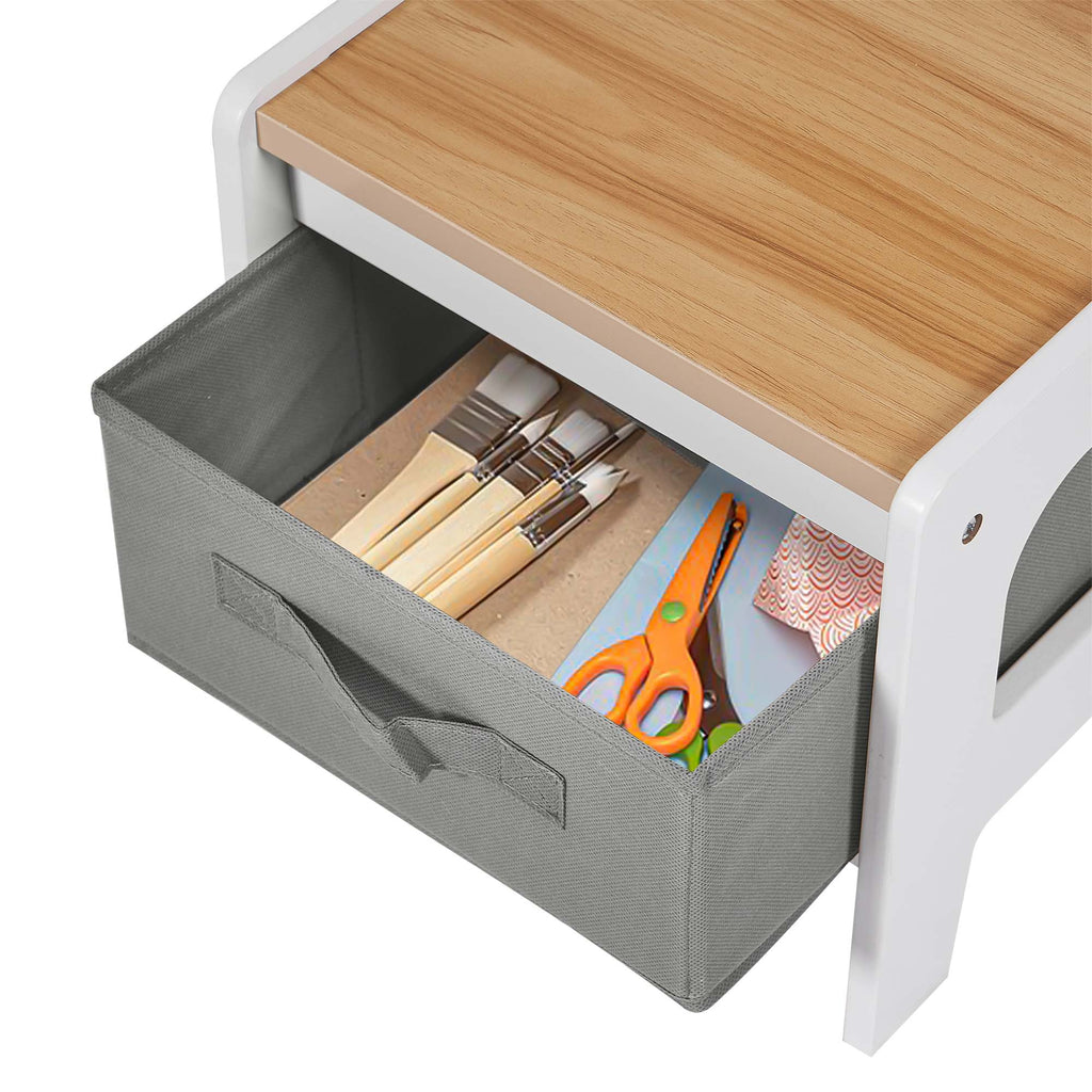 Kinder Tisch- und Stuhlset aus Holz, Weiß, Rechteckig