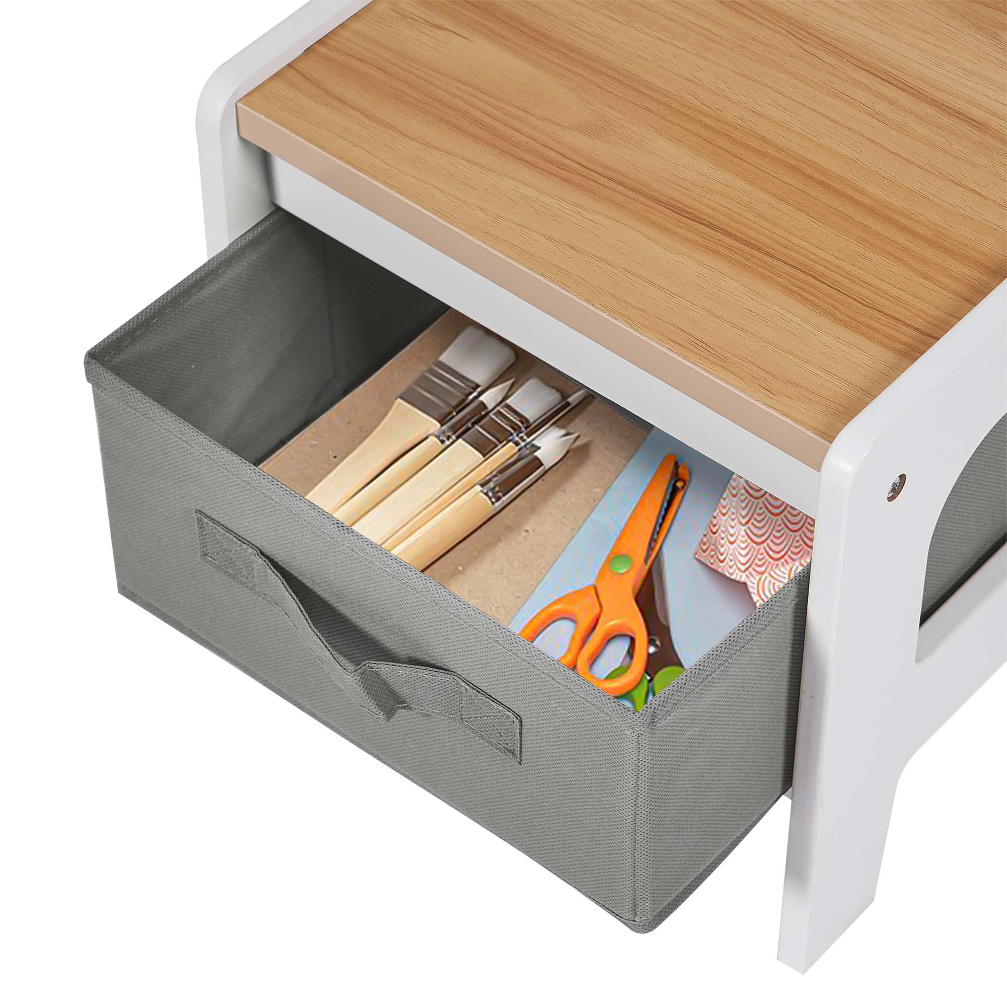 Kinder Tisch- und Stuhlset aus Holz, Weiß, Rechteckig