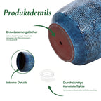 Keramik Blumentopf Groß, Round Übertöpfe Außen & Innen, Massiver Pflanzkübel mit Drainage-Loch ideal für Wohnzimmer, Küche und Balkon (Marineblau, Ø40xH34 cm)