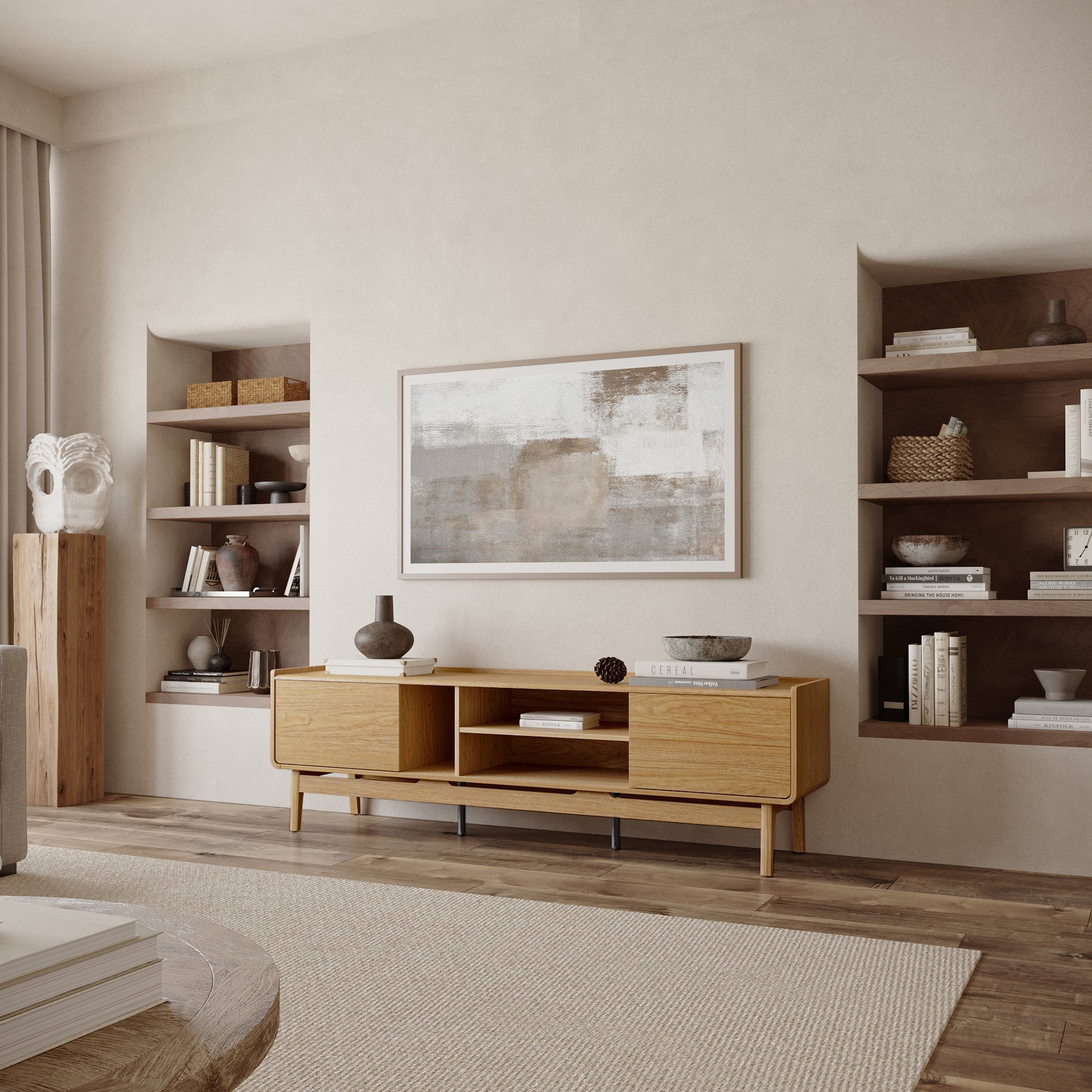 TV-Lowboard 180 cm in Eichenoptik – Modernes Design mit viel Stauraum