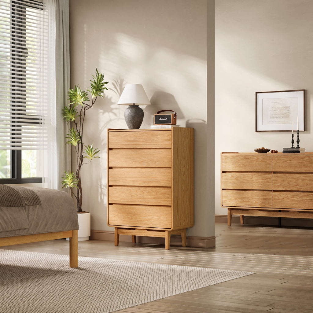 Kommode mit 5 Schubladen aus Holzoptik – Skandinavisches Design