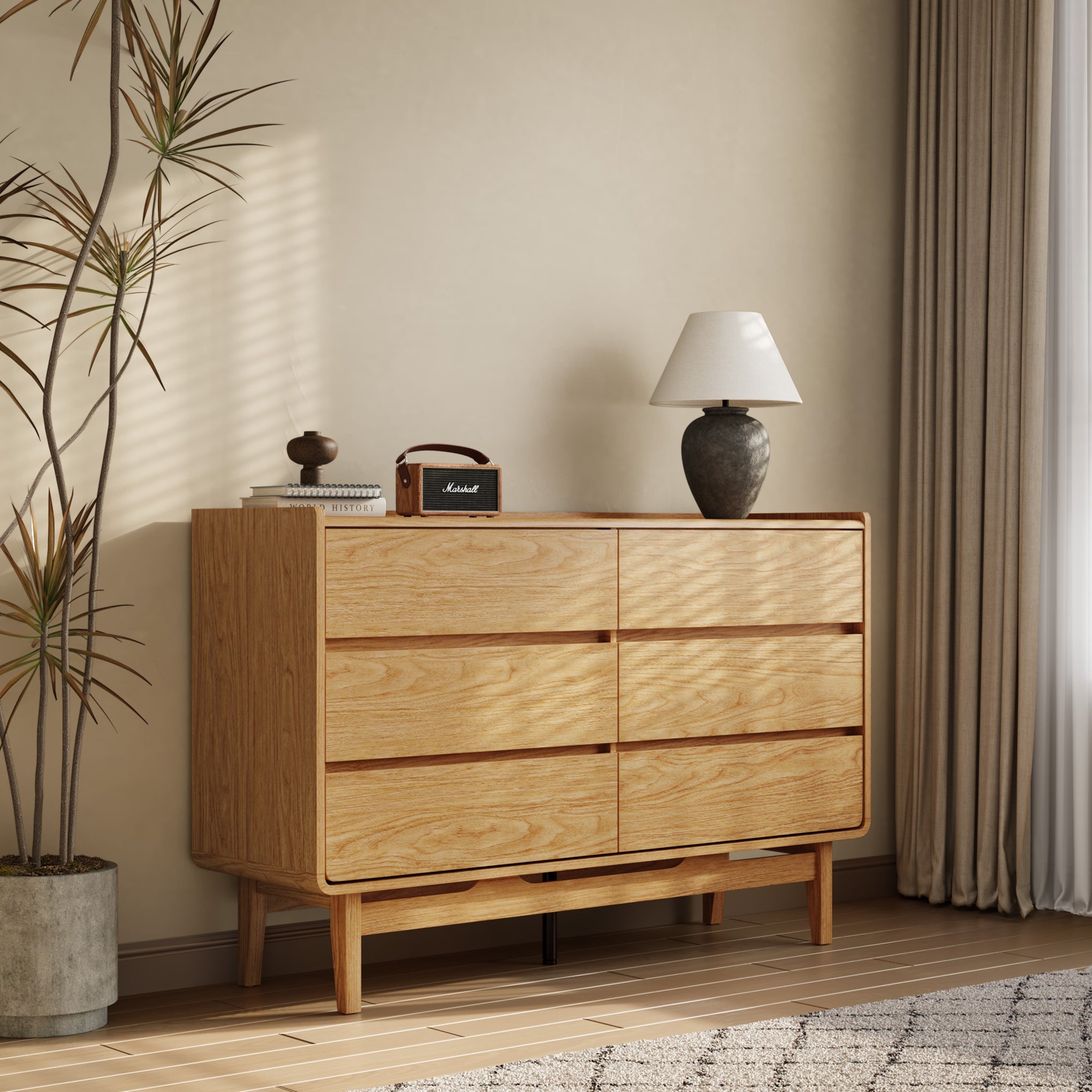 Kommode mit 6 Schubladen im Eichenoptik