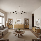 Aufbewahrungsschrank im Vintage-Naturstil –Holzschrank mit 2 Türen und Flecht-Front