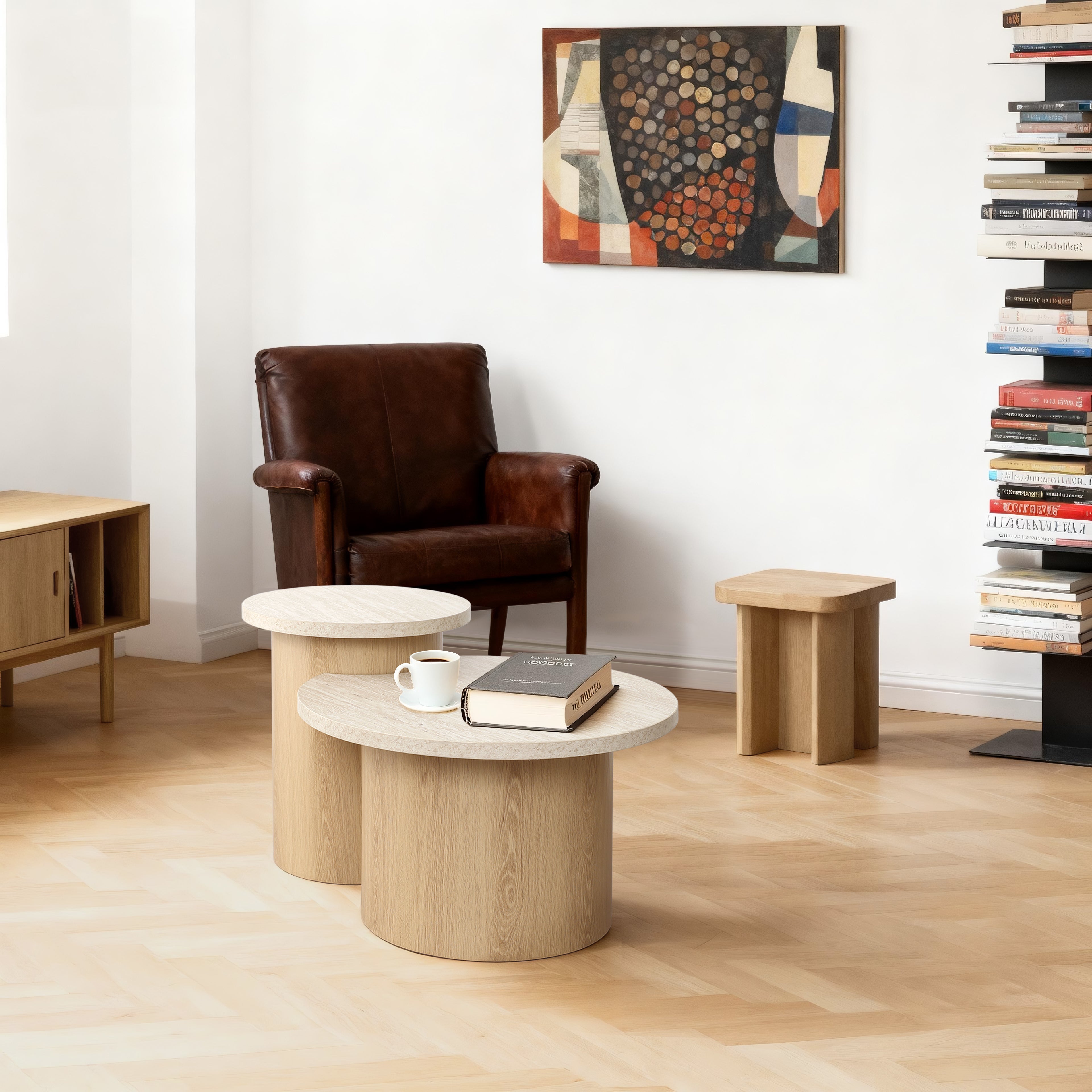 2er-Set Moderner Couchtisch/Beistelltisch