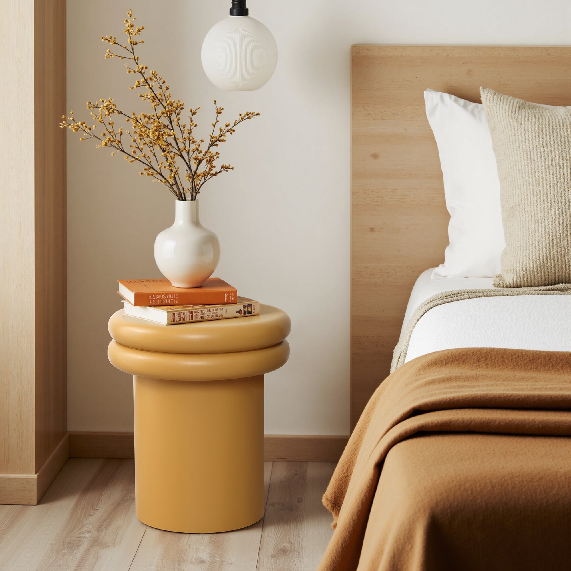 Oranger runder Beistelltisch/Nachttisch