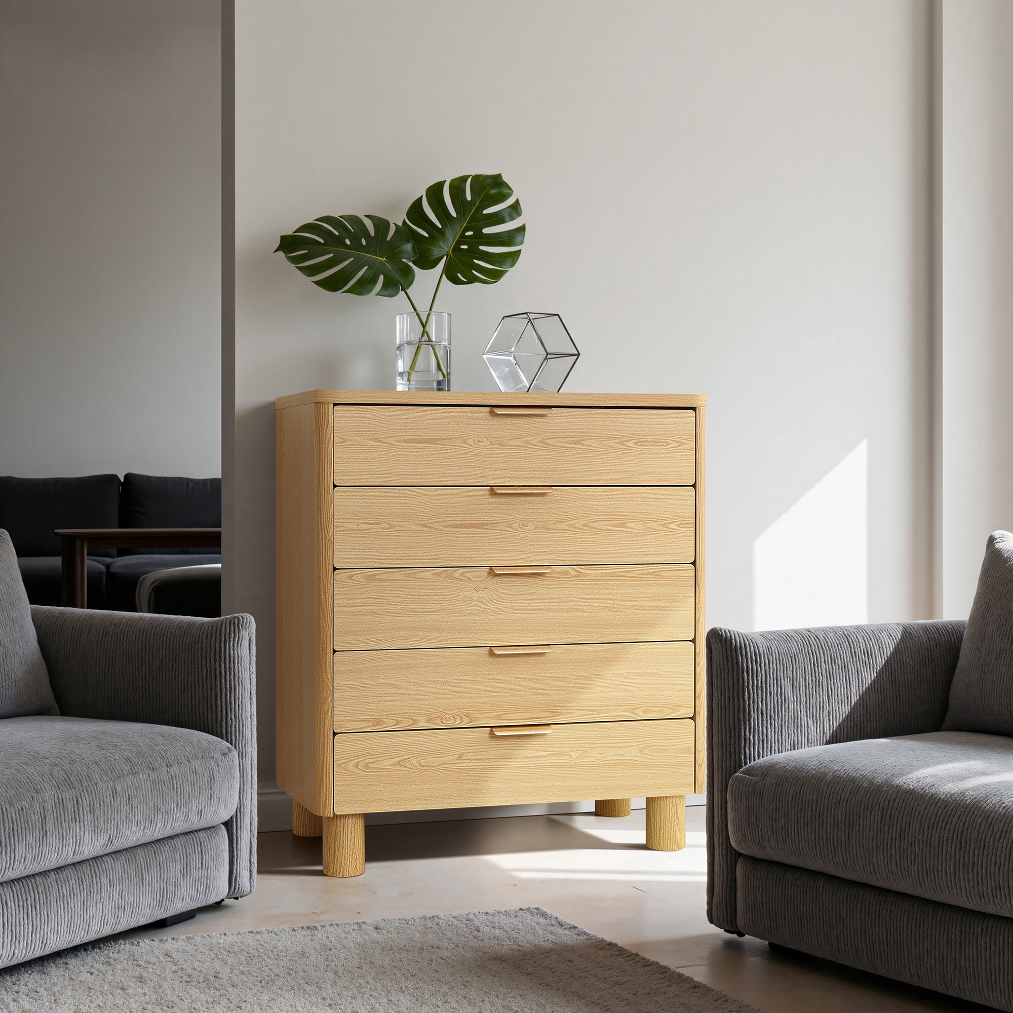 Moderne Kommode mit 5 Schubladen in Holzoptik