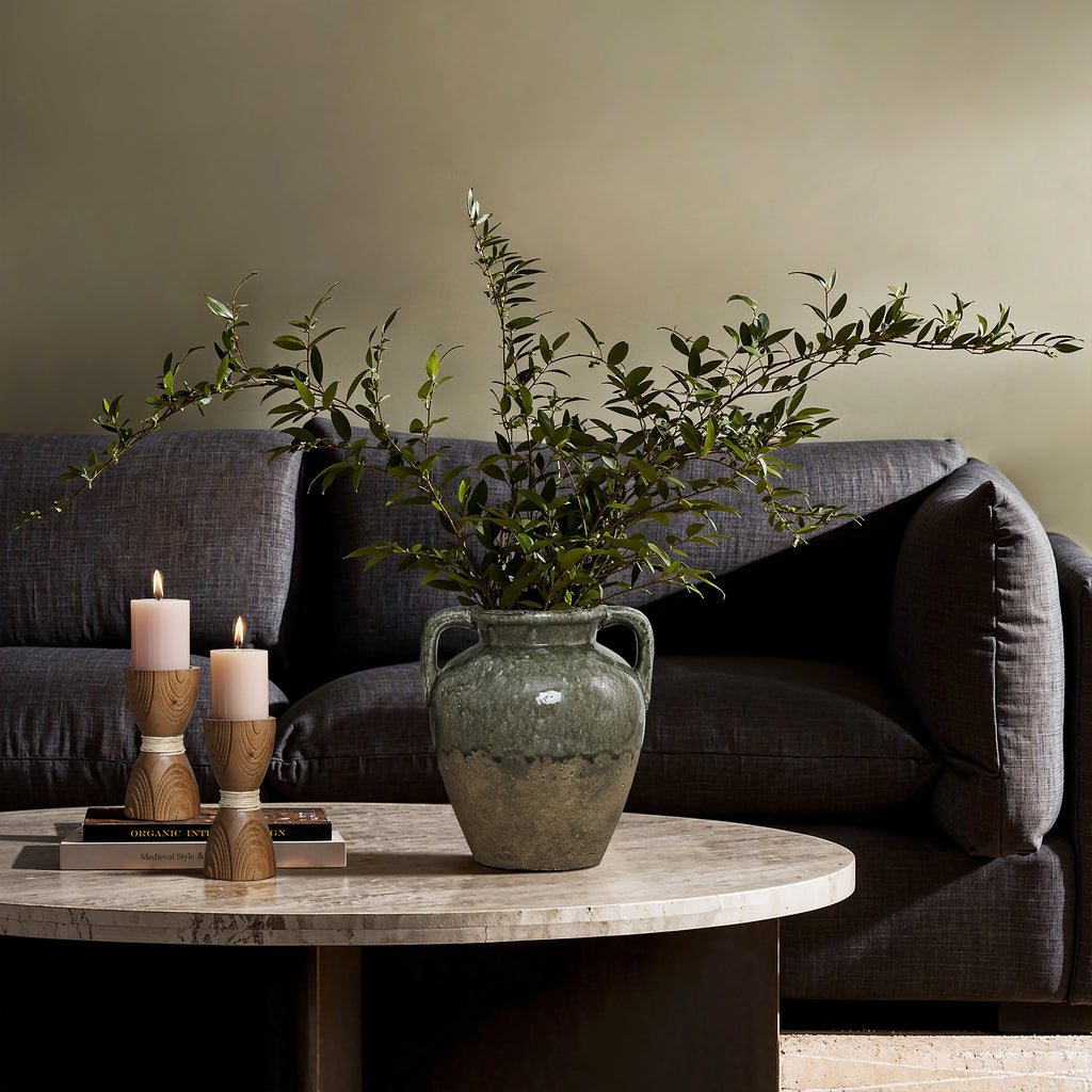 Vintage-Keramikvase mit Doppelhenkeln – 29 cm