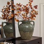 Vintage-Keramikvase mit Doppelhenkeln – 29 cm