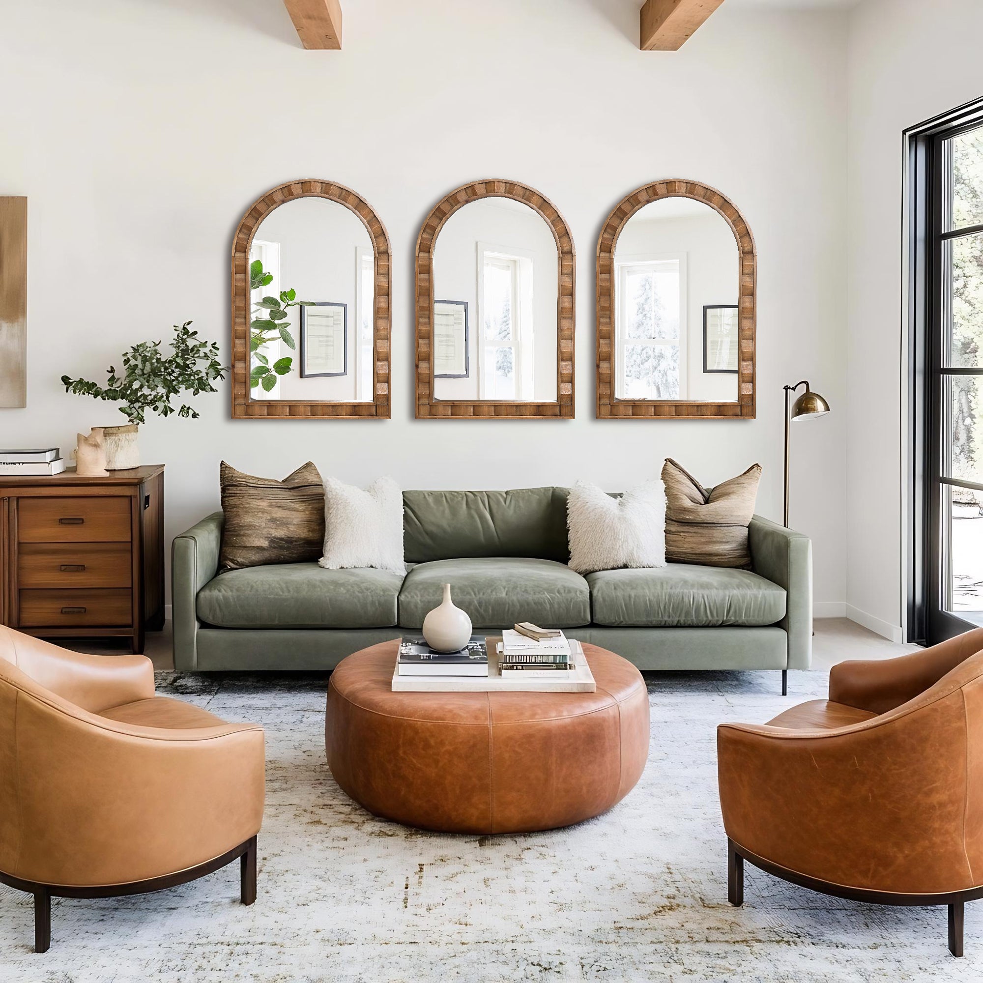 Holz-Wandspiegel mit Patchwork-Design – Rustikaler Deko-Spiegel für Wohnraum