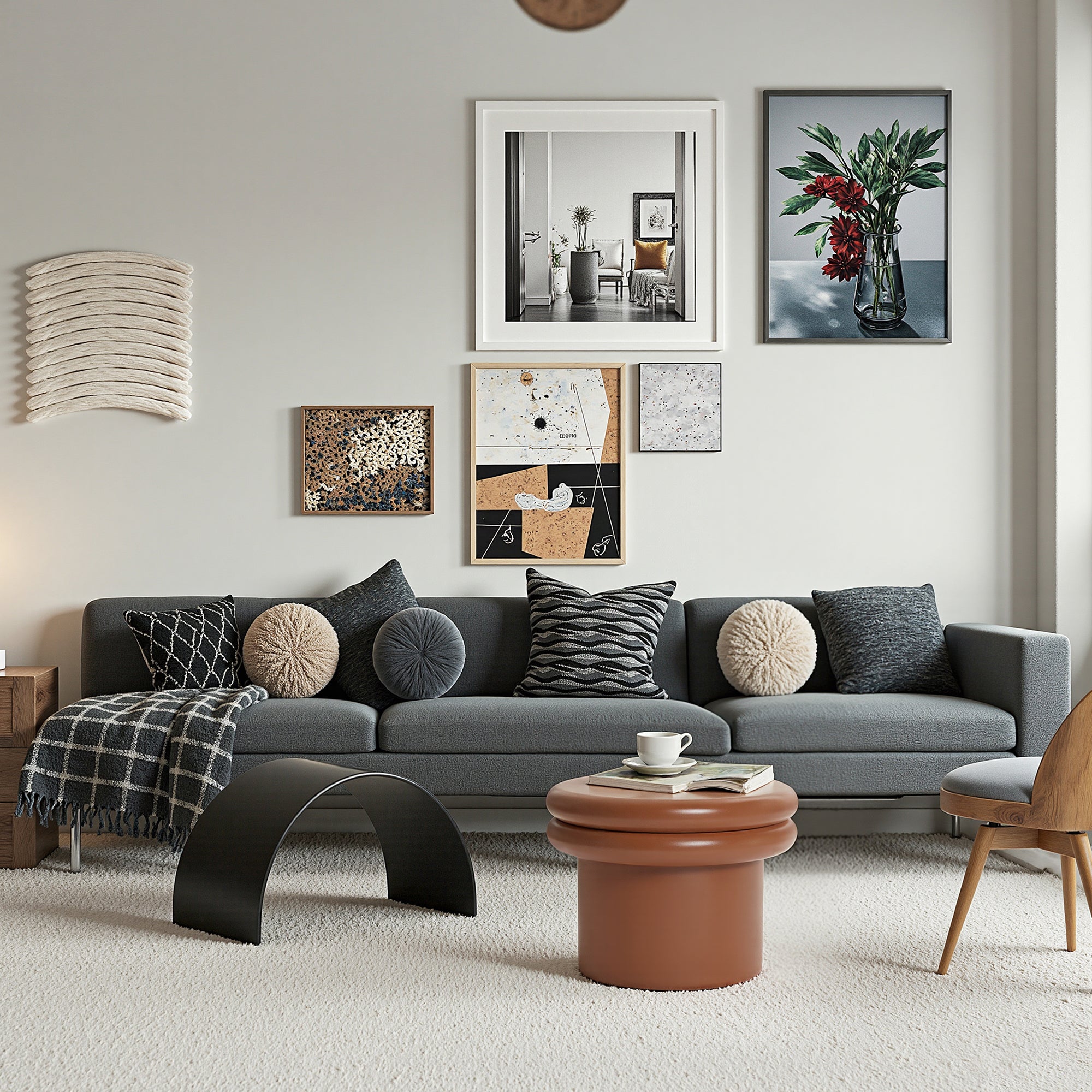 Moderner runder Beistelltisch in Braun