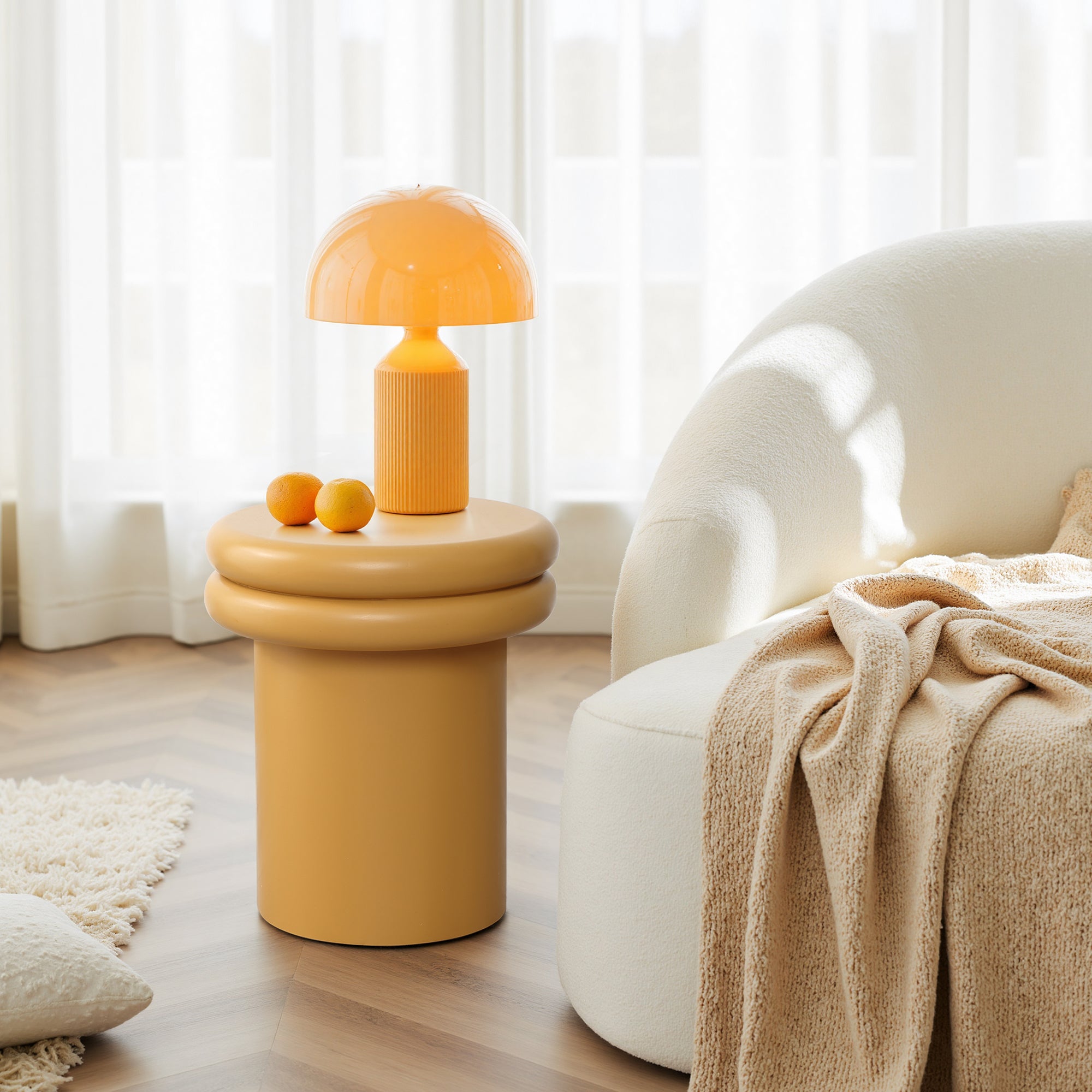 Oranger runder Beistelltisch/Nachttisch