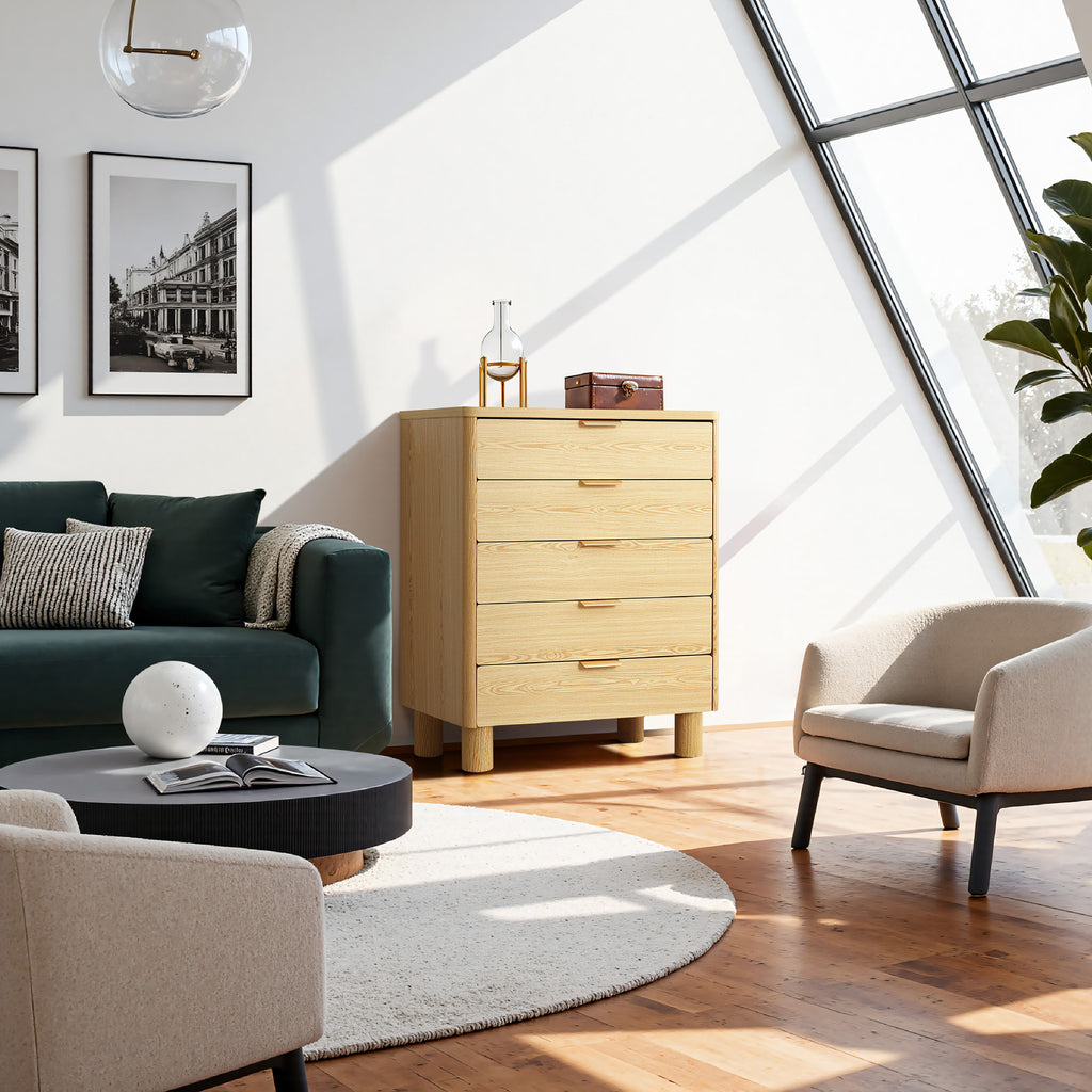 Moderne Kommode mit 5 Schubladen in Holzoptik