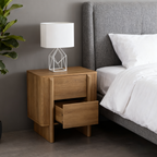 Moderner Nachttisch in Holzoptik mit zwei Schubladen