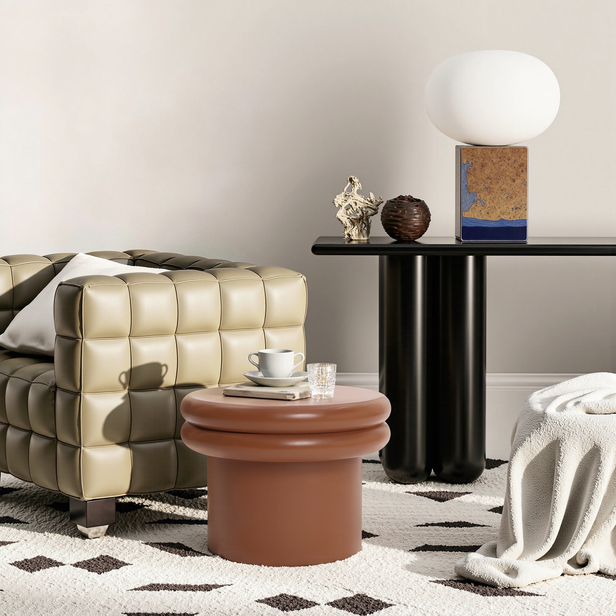 Moderner runder Beistelltisch in Braun