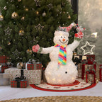 LED-Schneemann mit Schneeeffekt und Rotkehlchen –  Leuchtende Weihnachtsdeko für Innen und Außen