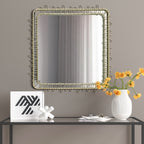 Quadratischer Metall-Wandspiegel mit Drahtrand – Moderner Deko-Spiegel