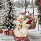 LED-Schneemann mit Schneeeffekt und Rotkehlchen –  Leuchtende Weihnachtsdeko für Innen und Außen