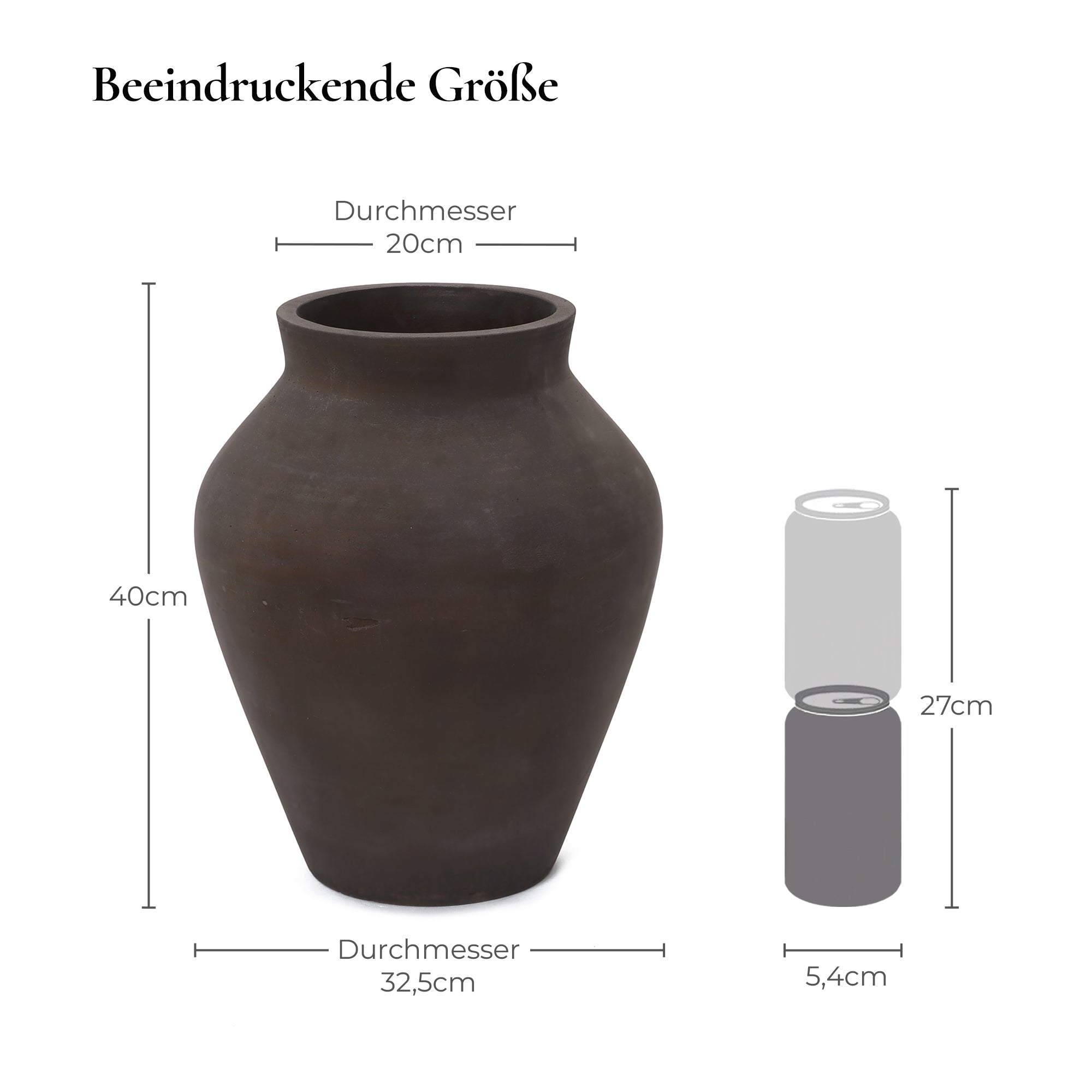 Vase Groß - Keramik-Optik aus Zement, Moderne Blumenvase im Wabi-Sabi Design