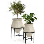 Hometopia 2er Blumentopf Set Frostsicher Formstabil Ø31 & 25 cm ohne Ablaufloch (Beige)
