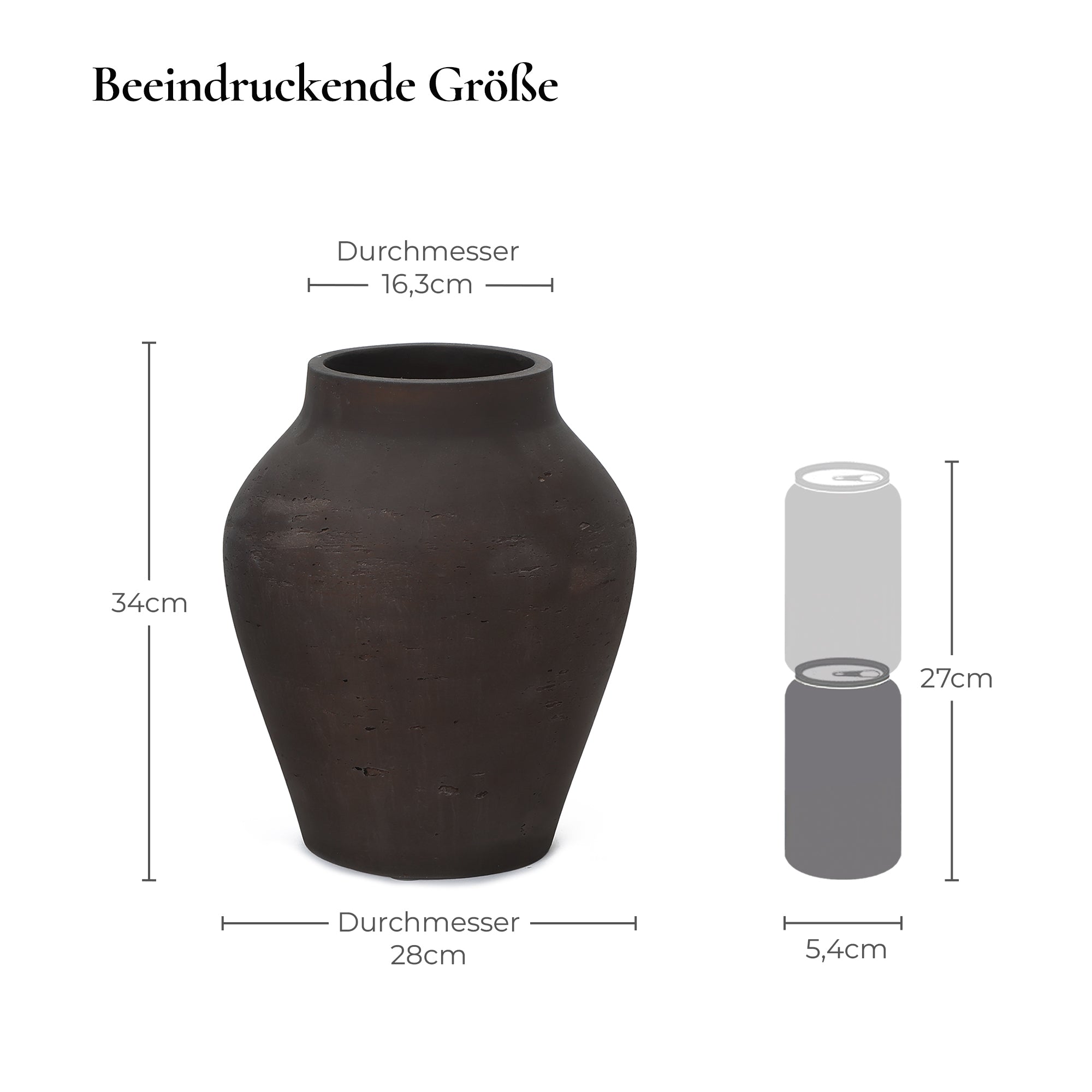 Vase Groß - Keramik-Optik aus Zement, Moderne Blumenvase im Wabi-Sabi Design