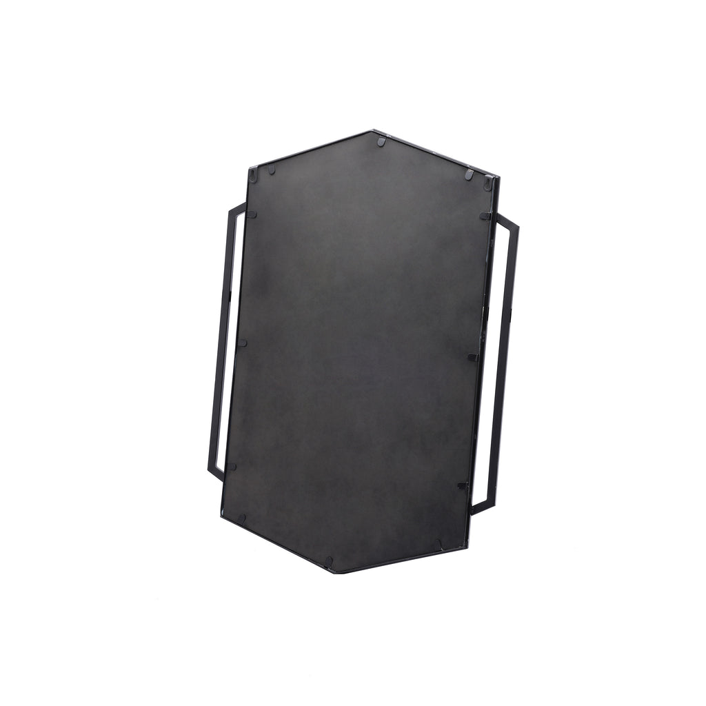 Schwarzer Hexagon Wandspiegel mit Metallrahmen