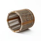 Runder Beistelltisch aus Akazienholz mit Seilgeflecht