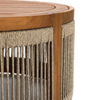 Runder Couchtisch aus Akazienholz mit Seilgeflecht