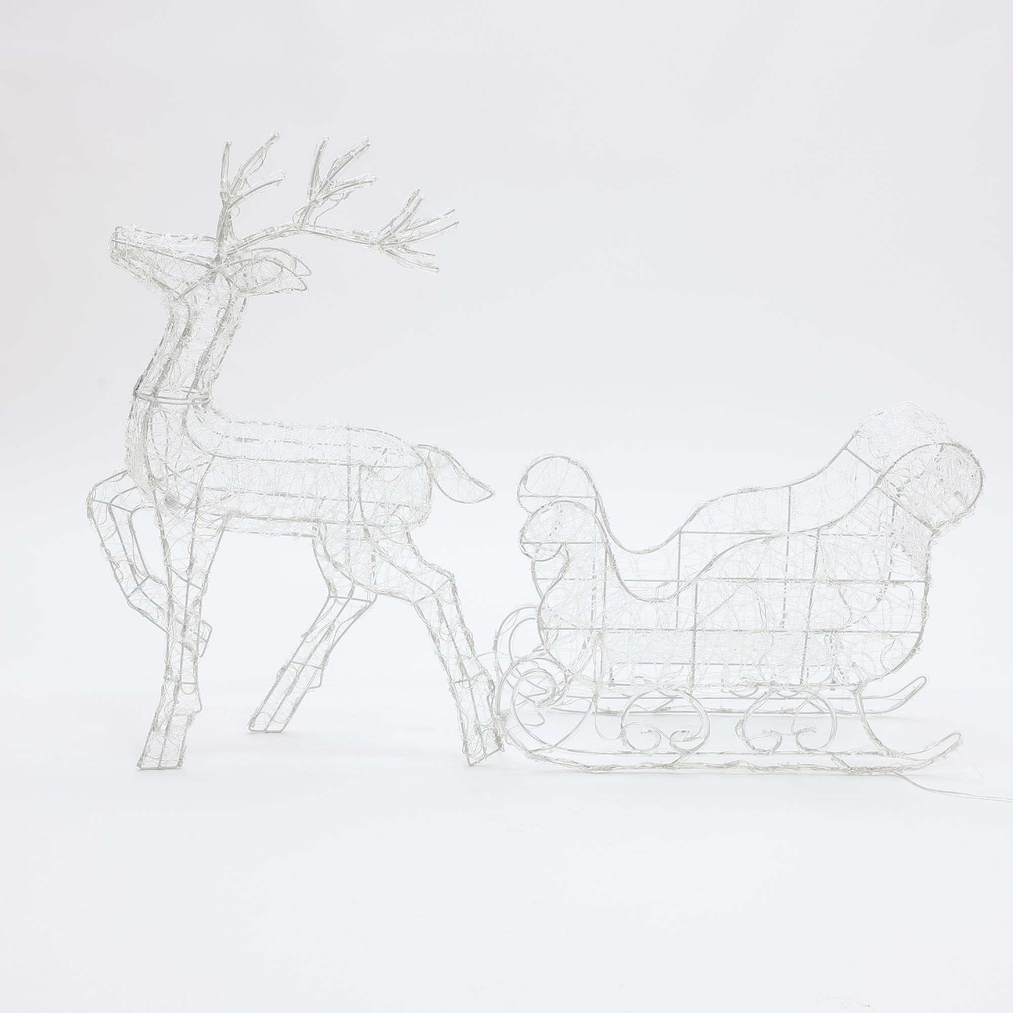 LED-Rentier mit Schlitten – Weihnachtsdeko mit warmweißen Lichtern für Innen und Außen