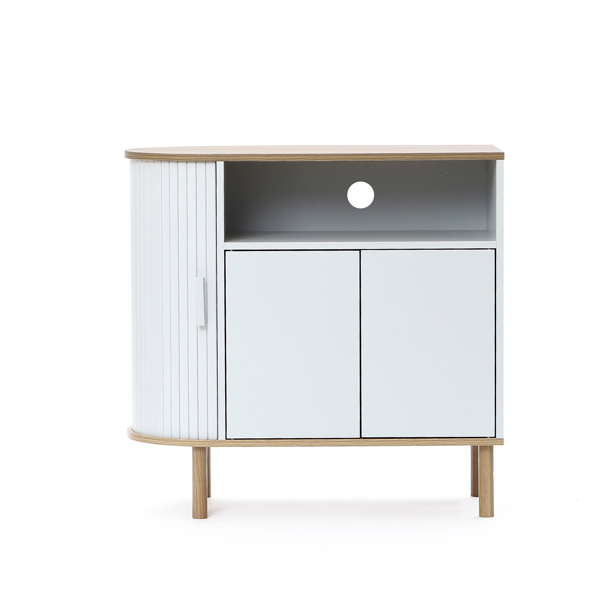 Skandinavisches Sideboard in Grau-Weiß – modernes Holz-Design mit 2 Türen, ideal fürs Wohnzimmer