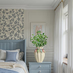 38,5 cm Keramikvase mit bunten Vogelmotiven