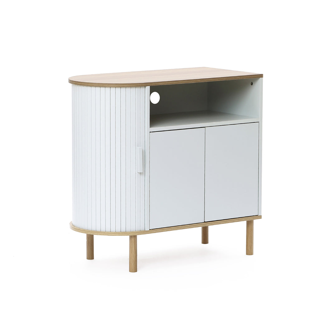 Skandinavisches Sideboard in Grau-Weiß – modernes Holz-Design mit 2 Türen, ideal fürs Wohnzimmer