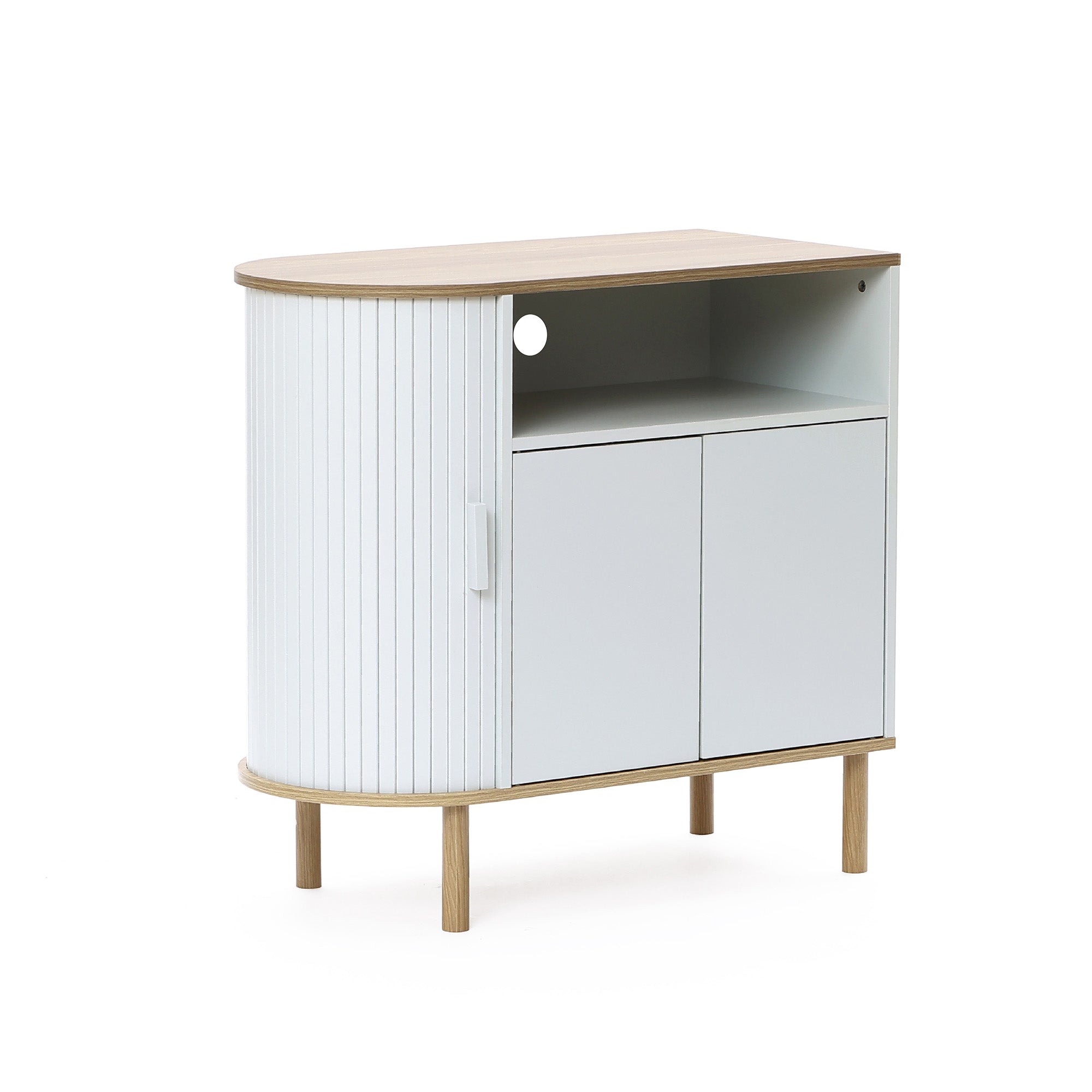 Skandinavisches Sideboard in Grau-Weiß – modernes Holz-Design mit 2 Türen, ideal fürs Wohnzimmer